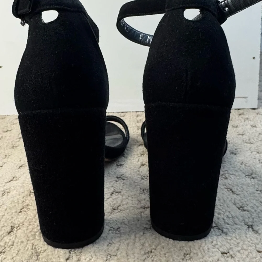 Stuart Weitzman Black Block Heel Sandals - Picture 2 of 5